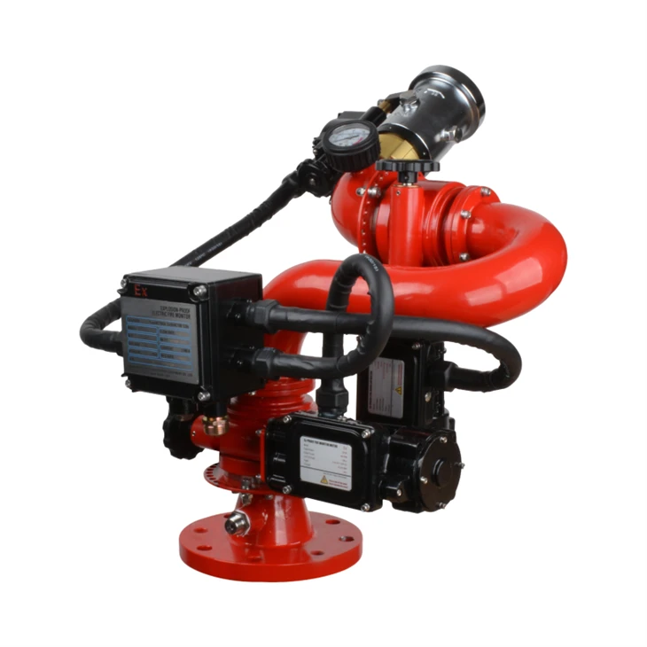 Fire Monitor Water Cannon Electric Remote Control Explosion Proof Fixed Fire Water Monitor 8Bar Pressure 50-85M Range Marine Industrial Firefighting Equipment