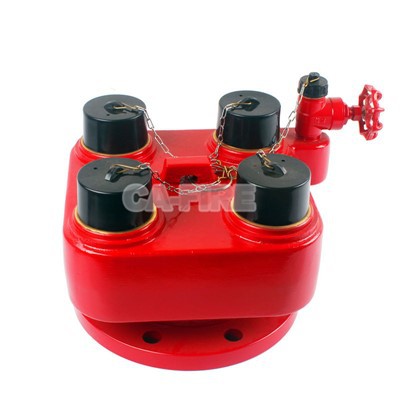 4-Way Water Divider Water Breeching Inlet Fire Hose Siamese Connection